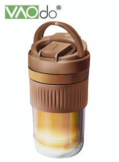 Buy Coffee Cup Thickened Super Large Capacity Water Cup High Temperature Resistance Free Silicone Cup Cover With Handle Portable Tea Cup Brown in UAE