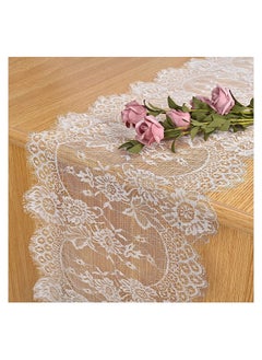 Buy 1 Pack Lace Table Runner White Vintage Lace Fabric Table Runner for Wedding Reception Table Overlay Floral Lace Rose Embroidered Table Runner Classy for Rustic Boho Bridal Decor (36*300 cm) in UAE