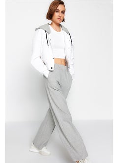 Buy Gray Wide Leg/Comfortable Fit Ribbed Knitted Sweatpants TWOAW23EA00065. in Egypt