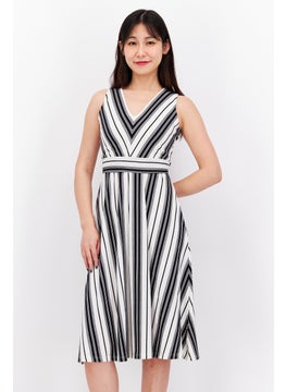 اشتري Women Belted Stripe Mini Dress, Black/White في الامارات