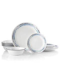 Buy 18-Piece Chip Resistant Classic Collection Dinnerware Set Ocean Blue Service for 6 in UAE