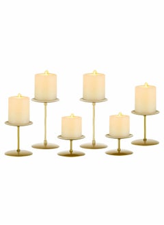 اشتري Candle Holders Candle Plates - Set of 6 Candelabra Candle Stand Iron Plate Minimalism Modern Home Mantel Dinning Table Decorations Centerpiece for Wedding, Party, Events, Gold في الامارات