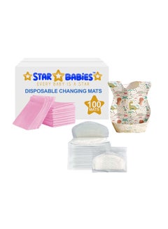 Buy Star Babies Combo Pack (Disposable Changing mat 100pcs, Disposable Bibs 100pcs with  Disposable Breast Pad 20pcs) - Pink in UAE