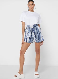 Buy Tie Dye Belt Detail Shorts in UAE