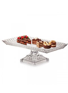 Buy A Glass Serving Dish With A Base For Sweets, Fruits And Nuts, Multi-Use, Size 34X17 Cm Clear Rectangle Shape in Saudi Arabia