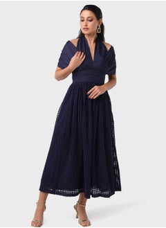 Buy Halter neck Schiffli Skirt Dress in UAE