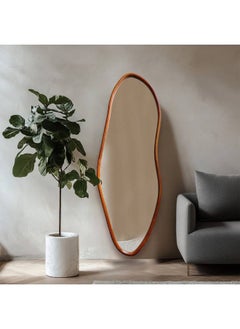 Buy Brown Wood Wave Shaped Full Length Mirror, Size 165X56Cm in UAE