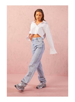 Buy Asymmetric Relaxed Straight Leg Jeans in UAE