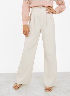 Buy High Rise Fold Pleat Wide Leg Trouser in Saudi Arabia