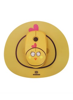 اشتري Cute Cartoon Style 2.4G Wireless Mouse With Mat Low Power Consumption Yellow في السعودية