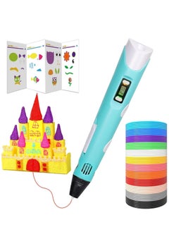 Buy 3D Printer Pen Set for Children Adults Gift, 3D Printer Pen with 12 Colours 1.75 mm PLA Filament, Each Colour 3 Metres, 250 Stencils eBook (Blue) in UAE