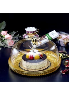 Buy Acrylic Diamond Round Cake Set Gold 32.5 cm in UAE