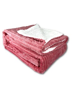 Buy Fleece Reversible Flannel Blanket (Pink, King Size) in UAE