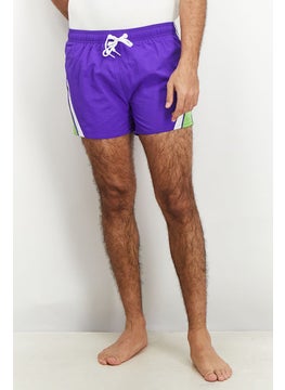 اشتري Men Solid Drawstring Board Shorts, Violet Combo في السعودية