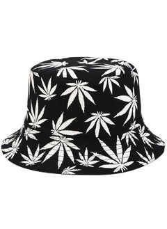 Buy Double face foldable casual leaves pattern sun unisex bucket travel hat in Egypt