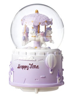 Buy Gift Music Box with Purple Carousel Crystal Ball Snow Globe Wrapped Carousel Horses Color Changing LED Lights Music Box for Mom Daughter Girls Mothers Daughter Day Birthday Gifts in Saudi Arabia