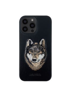Buy Savanna Series Genuine Leather Back Case Cover for Apple iPhone 14 Pro Max - Black Wolf in UAE