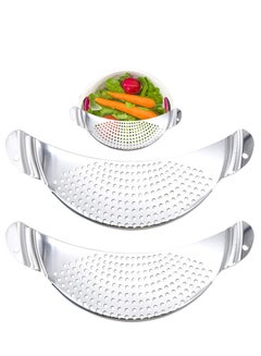 Buy Half Moon Pan Strainer, Stainless Steel Kitchen Pasta Strainer Pots Colanders, Made High-quality Stainless Steel Materials, Perfect for draining Pasta, Vegetable, Fruit, Rice, Noodles (2pcs) in Saudi Arabia