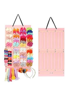 اشتري Hair Bows Holder for Girls, Hair Clips Storage Hanger with 16 Ribbons, Wall Hanging for Girl Room في السعودية