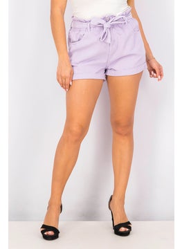 اشتري Women Belted Casual Denim Short, Violet في السعودية