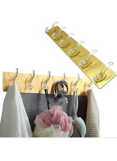 Buy 6-Hook Multifunctional Self-Adhesive Wall Hanger  No-Drill Strong Adhesive Towel and Bathroom Organizer in Egypt