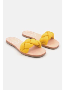 اشتري Women Braided Slip On Flats, Yellow في الامارات