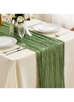 Buy Translucent Table Runner, Cheesecloth Table, for Wedding Reception Bridal Shower Party Decoration Table Centerpiece 90*340cm Sage Green in UAE