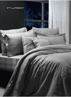 Buy Vienna Duvet Set Grey (Without Filling) 100% Cotton 8pcs in Saudi Arabia