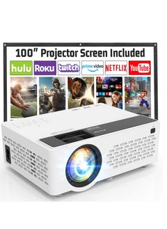 اشتري Portable mini projector 4k ultra hd wifi bluetooth，300 ANSI Video Projector, 1080P Home Theater Movie Projector with iOS/Android Phone/Tablet/Laptop/PC/TV Stick/Box/USB Drive/DVD في السعودية