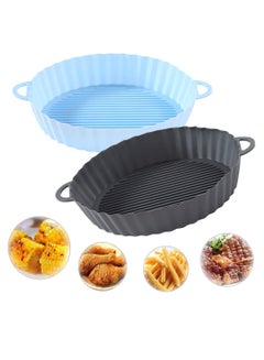 Buy Air Fryer Silicone Pot, 2Pcs Air Fryer Silicone Liners Round Food Safe Reusable NonStick Easy Cleaning Basket For Oven, Replacement for Parchment Liner Paper in Saudi Arabia