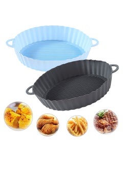 Buy Air Fryer Silicone Pot, 2Pcs Air Fryer Silicone Liners Round Food Safe Reusable NonStick Easy Cleaning Basket For Oven, Replacement for Parchment Liner Paper in Saudi Arabia