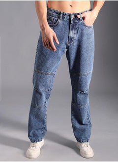 Buy Cut & Sew Panel Mid Rise Straight Fit Jeans in Saudi Arabia