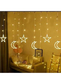 اشتري Christmas & Ramadan LED String Lights Stars Shaped And Moon Curtain Decorative Lights Holiday Decoration في مصر