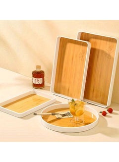 Buy 2pcs imitation wooden tray, rectangular plate, square plate, household water jug, tea cup, melamine plastic plate, afternoon tea tray, suitable for breakfast, desserts, baking, work, table decoration in Egypt