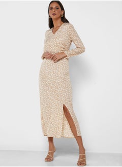 Buy Ditsy Print Slit Dress in Saudi Arabia