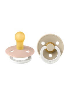 Buy Pack of 2 Colour Symmetrical Glow Pacifiers Bpa Free, Glow In The Dark Symmetrical Natural Rubber/Latex, Made In Denmark. Size 1 (0 - 6 Months ), Blush Glow/Vanilla Glow in UAE