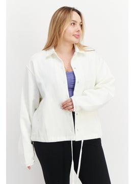 Buy Women Sportswear Fit Brand Logo Training Track Jacket, Off White in Saudi Arabia