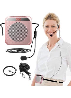 Buy Portable Voice Amplifier for Teachers, 2200mAh Rechargeable Personal Amplifier Mic, PA System Headset Microphone with Speaker for Teachers, Training, Meeting, Tour Guide, Yoga, Classroom (Rose Gold) in Saudi Arabia