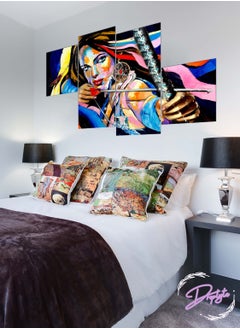 Buy 4 Piece Colorful Art Woman Painting Decorative Wall Art Wall Decor Card Board MDF Home Decor for Living Room, Drawing Room, Office Room and Bedroom 120CM x 65CM in Saudi Arabia