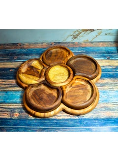 Buy A plate for eating or entertaining 6 circles of handmade wood, 100% natural color, treated with olive oil in Egypt