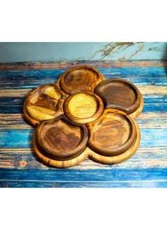 Buy A plate for eating or entertaining 6 circles of handmade wood, 100% natural color, treated with olive oil in Egypt