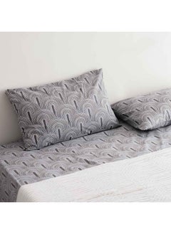 اشتري AW23 Albany Scallop King 3-Piece Fitted Sheet Set 180x200 Cm Grey في الامارات