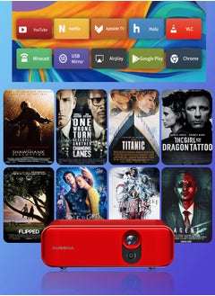 اشتري Projector, 2024 Upgraded Native 1080P 5G WiFi Bluetooth Projector 4K Supported, 6D/4P Keystone Correction, Zoom, 15000L Mini Projector with Screen and Tripod for iOS/Android/TV Stick في السعودية