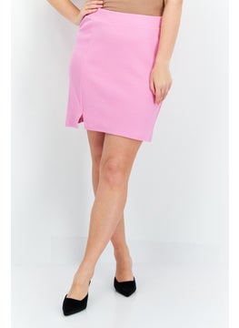 Buy Women Solid Mini Skirt, Pink in UAE