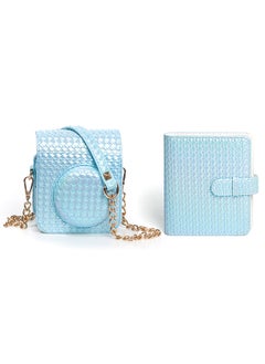 اشتري Camera Case for Fujifilm Instax Mini 12 Instant Camera, PU Leather Glitter Woven Camera Bag with Shoulder Strap & 64 Pockets Mini Photo Album - Blue في الامارات