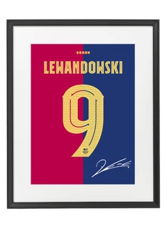 اشتري Robert Lewandowski Barcelona Autographed Jersey - Framed Poster 50x40cm - Football Memorabilia, Soccer Collectible, Gift for Fans في الامارات