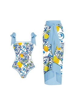 اشتري 2-Piece Women Swimsuit with Skirt Holiday Beach Dress Female Retro Swimwear Vintage Surf Wear Summer في الامارات