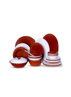 Buy Melamine dinner set, 38 pieces, pure round granite, brown * white, 8563 in Egypt