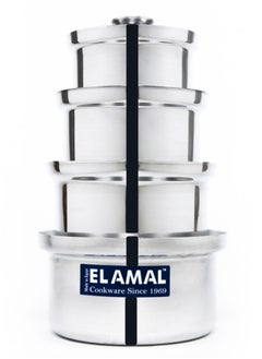 Buy Elamal Aluminum Pots Set Consisting of 4 Pots Egyptian Industry Size 12cm/14cm/16cm/18cm in Saudi Arabia