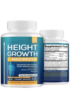 Buy Growth Capsules to Grow Taller - Height Growth Maximizer With Calcium For Bone Strength - Made in USA - Natural Get Taller Supplement to Increase Bone Growth - Free of Growth Hormone in Saudi Arabia